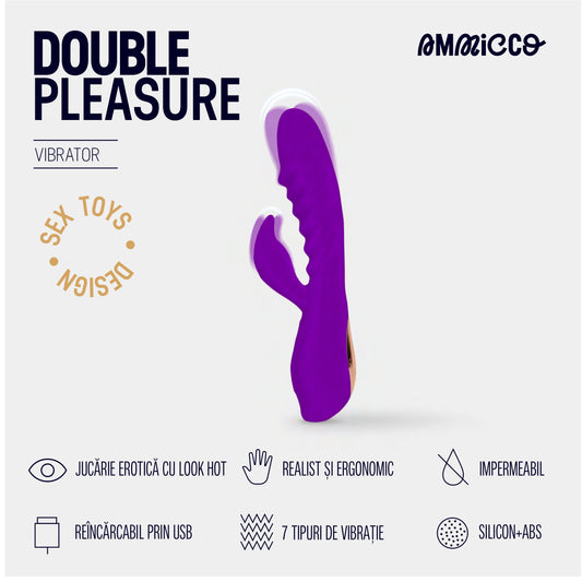 Vibrator dublu cu funcție de încălzire, Double Pleasure, Ammicco