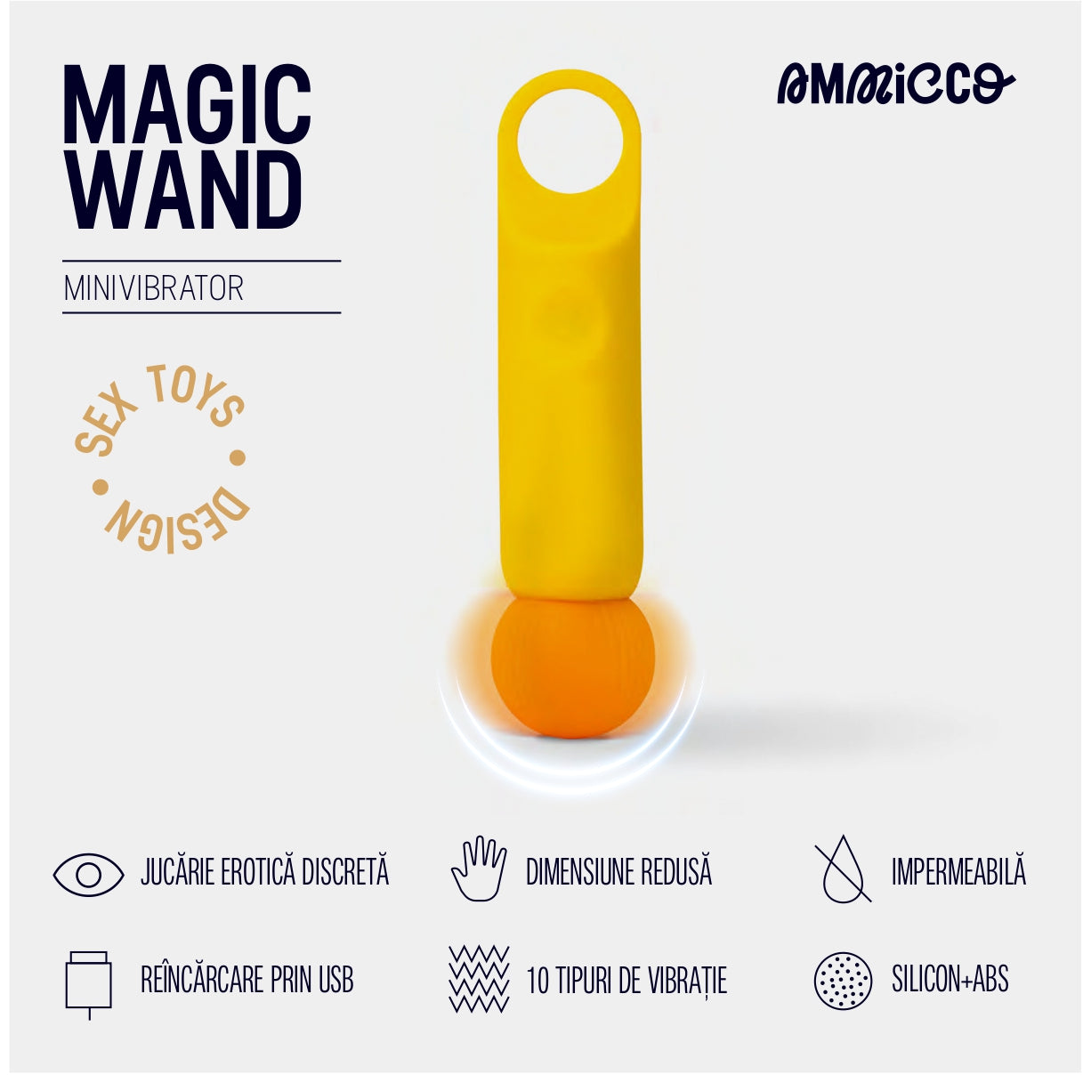 Baghetă magică mini cu 10 moduri de vibrație și funcție de încălzire, Ammicco