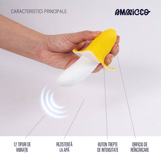 Mini vibrator extern compact cu 8 moduri de vibrație, Little Banana, Ammicco