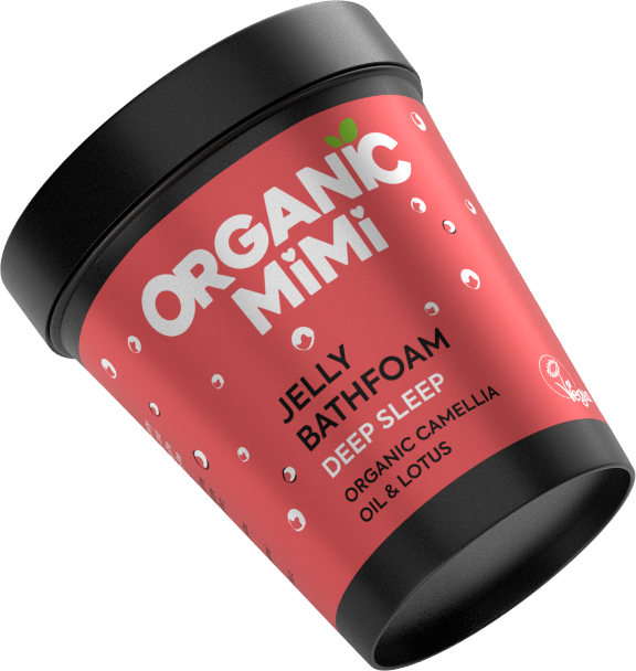 Spumă de baie tip jeleu pentru somn profund cu camelie și lotus, Organic Mimi, 200 ml