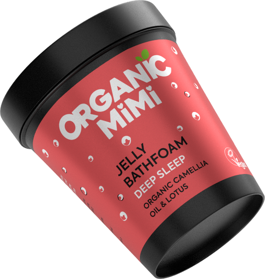 Spumă de baie tip jeleu pentru somn profund cu camelie și lotus, Organic Mimi, 200 ml