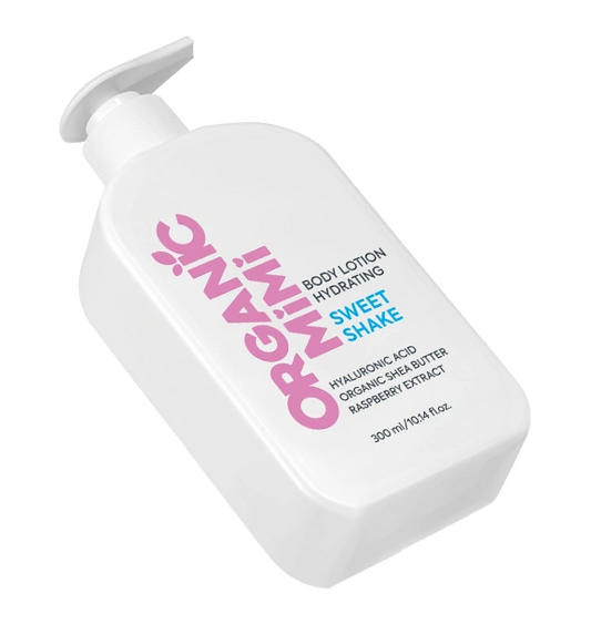 Loțiune de corp hidratantă cu migdale și zmeură Sweet Shake, Organic Mimi, 300 ml