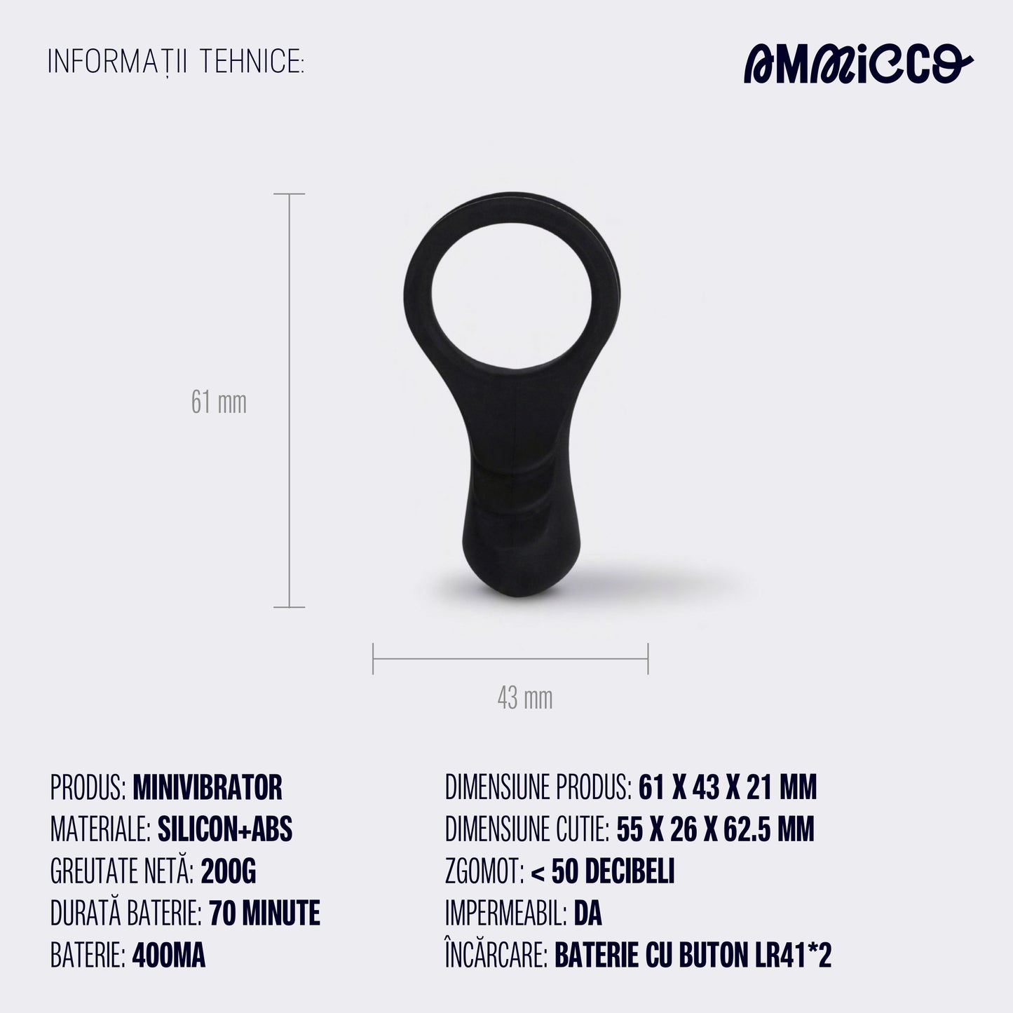 Inel vibrator pentru stimulare intensă, Power Ring, Ammicco