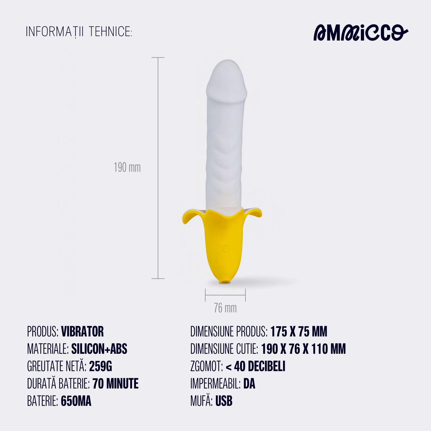 Vibrator realist cu vibrații multiple, Fruit of Love, Ammicco
