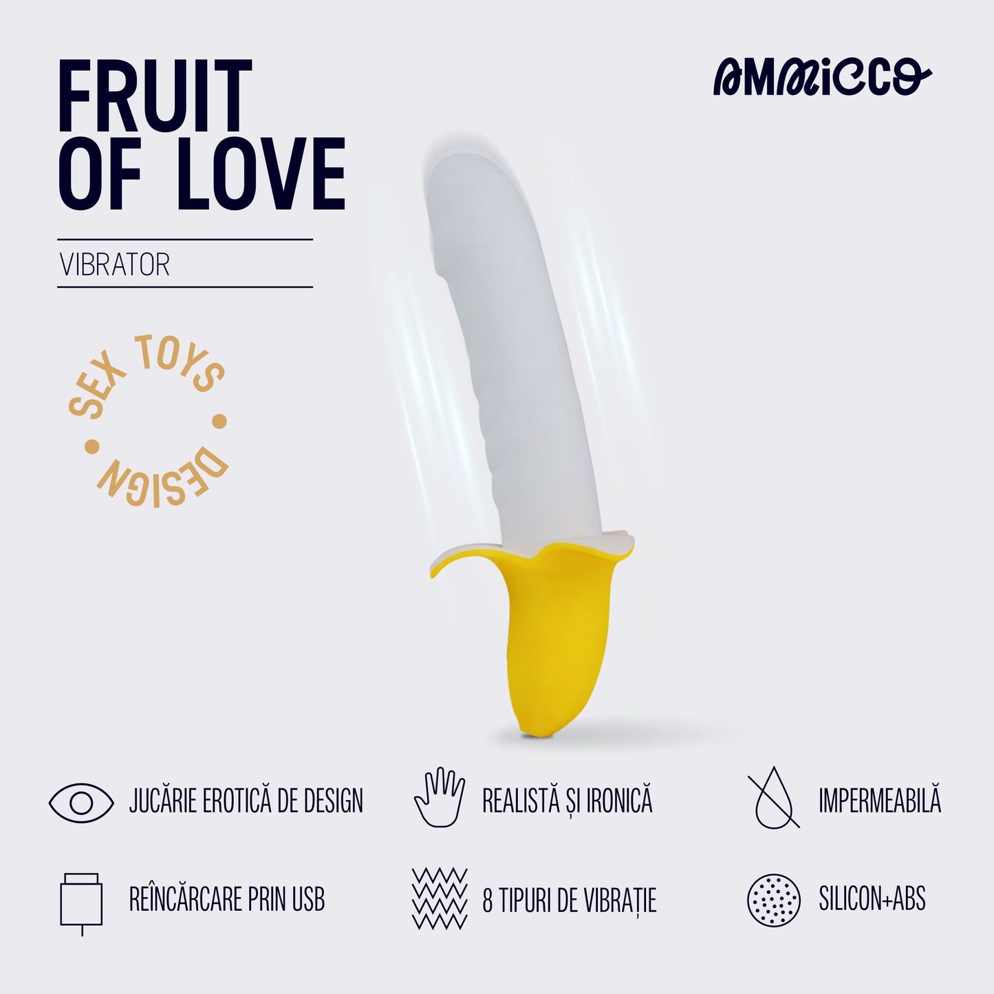 Vibrator realist cu vibrații multiple, Fruit of Love, Ammicco