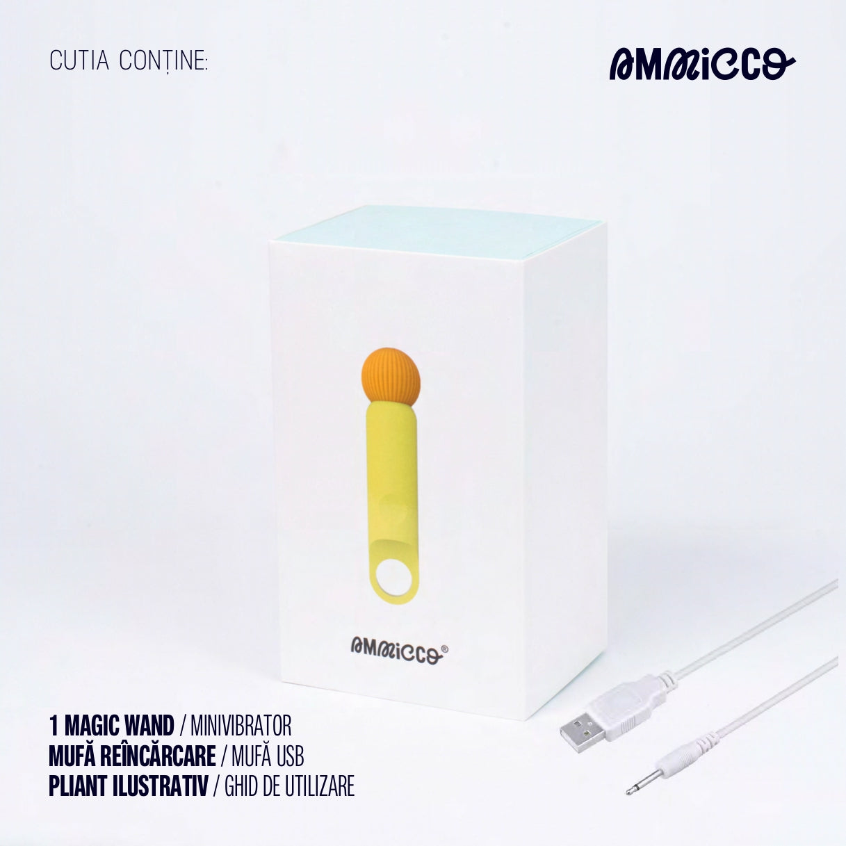 Baghetă magică mini cu 10 moduri de vibrație și funcție de încălzire, Ammicco