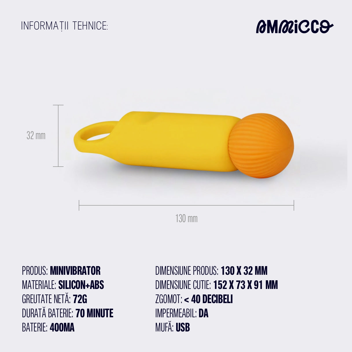 Baghetă magică mini cu 10 moduri de vibrație și funcție de încălzire, Ammicco
