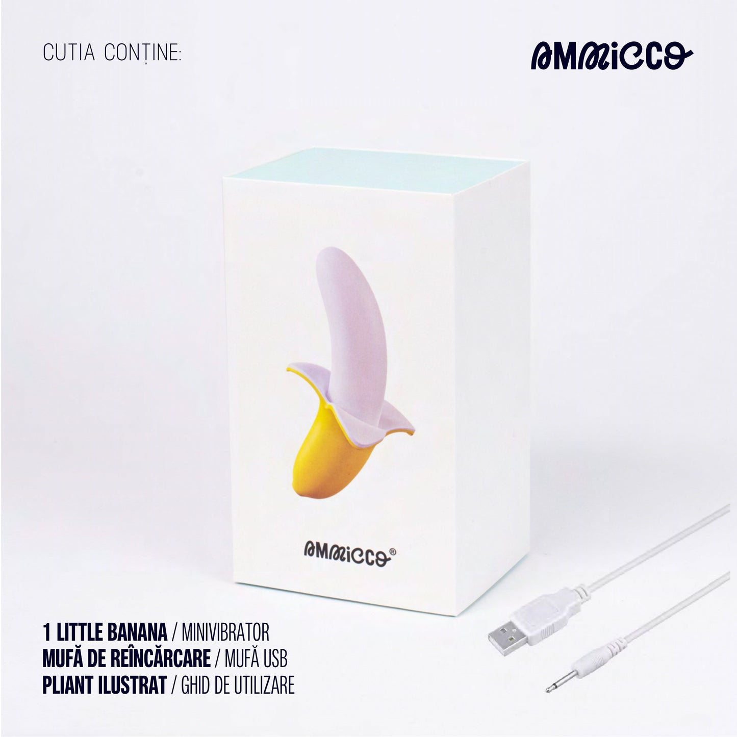 Mini vibrator extern compact cu 8 moduri de vibrație, Little Banana, Ammicco