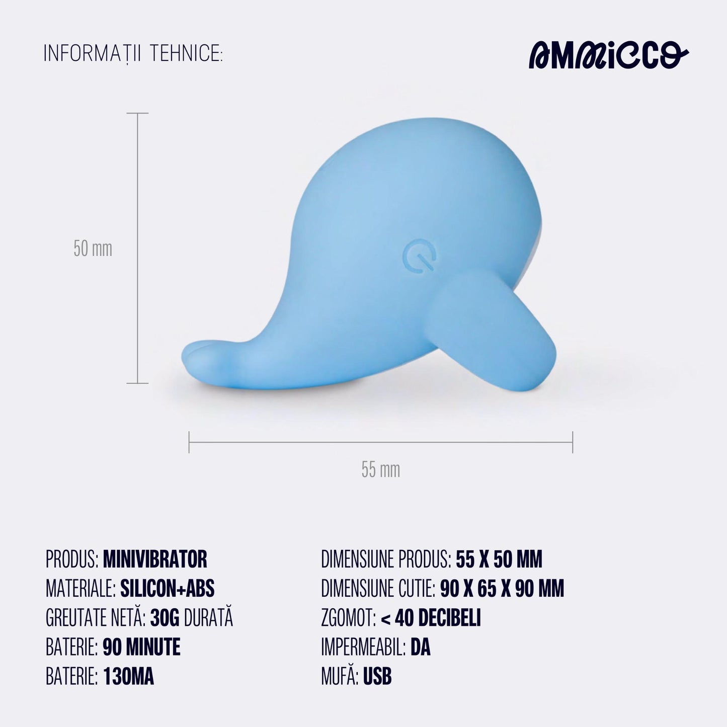 Mini vibrator extern cu 12 moduri de vibrație, Little Whale, Ammicco