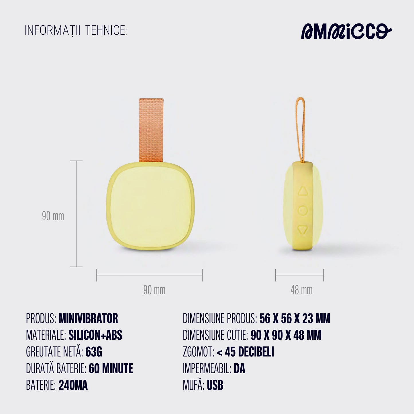 Mini vibrator cu 10 moduri de vibrație și funcție de încălzire, My Massage, Ammicco