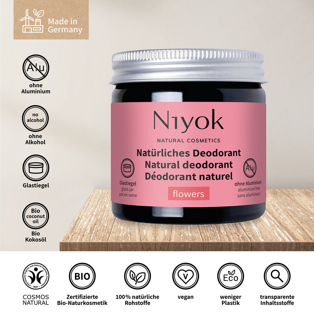 Deodorant cremă natural fără aluminiu Flowers, Niyok, 40 ml