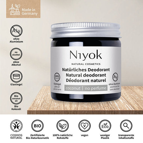 Deodorant cremă natural fără aluminiu, fără miros, Niyok, 40 ml