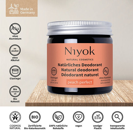 Deodorant cremă natural fără aluminiu Peach, Niyok, 40 ml