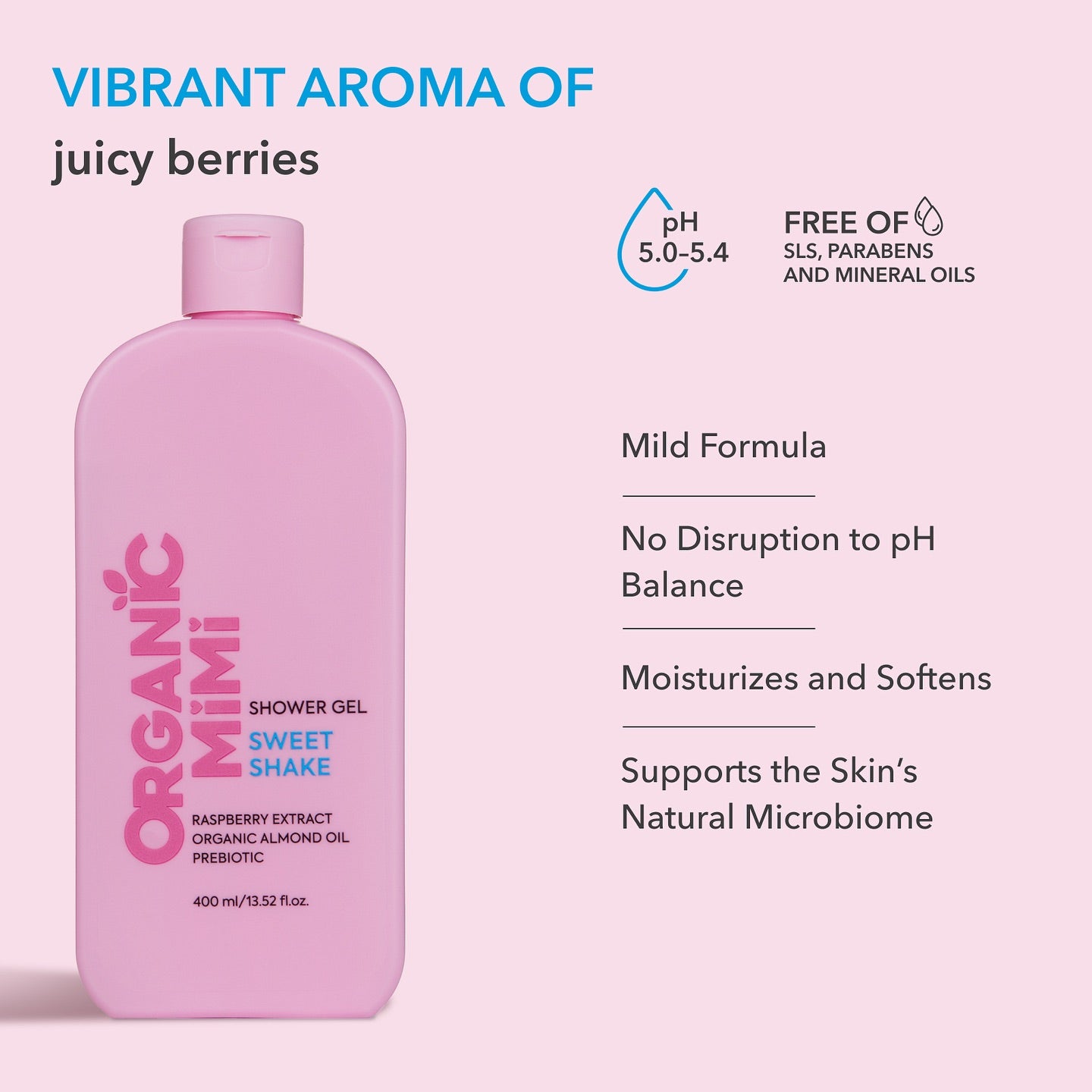 Gel de duș dulce și cremos Sweet Shake, Organic Mimi, 400 ml