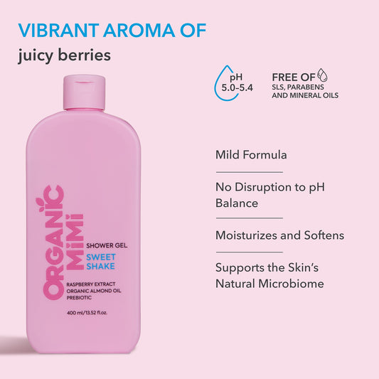 Gel de duș dulce și cremos Sweet Shake, Organic Mimi, 400 ml