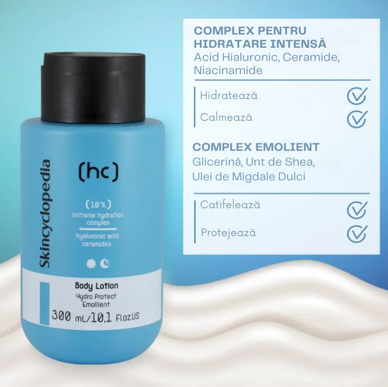 Loțiune de corp hidratantă cu acid hialuronic și ceramide, Skincyclopedia, 300 ml