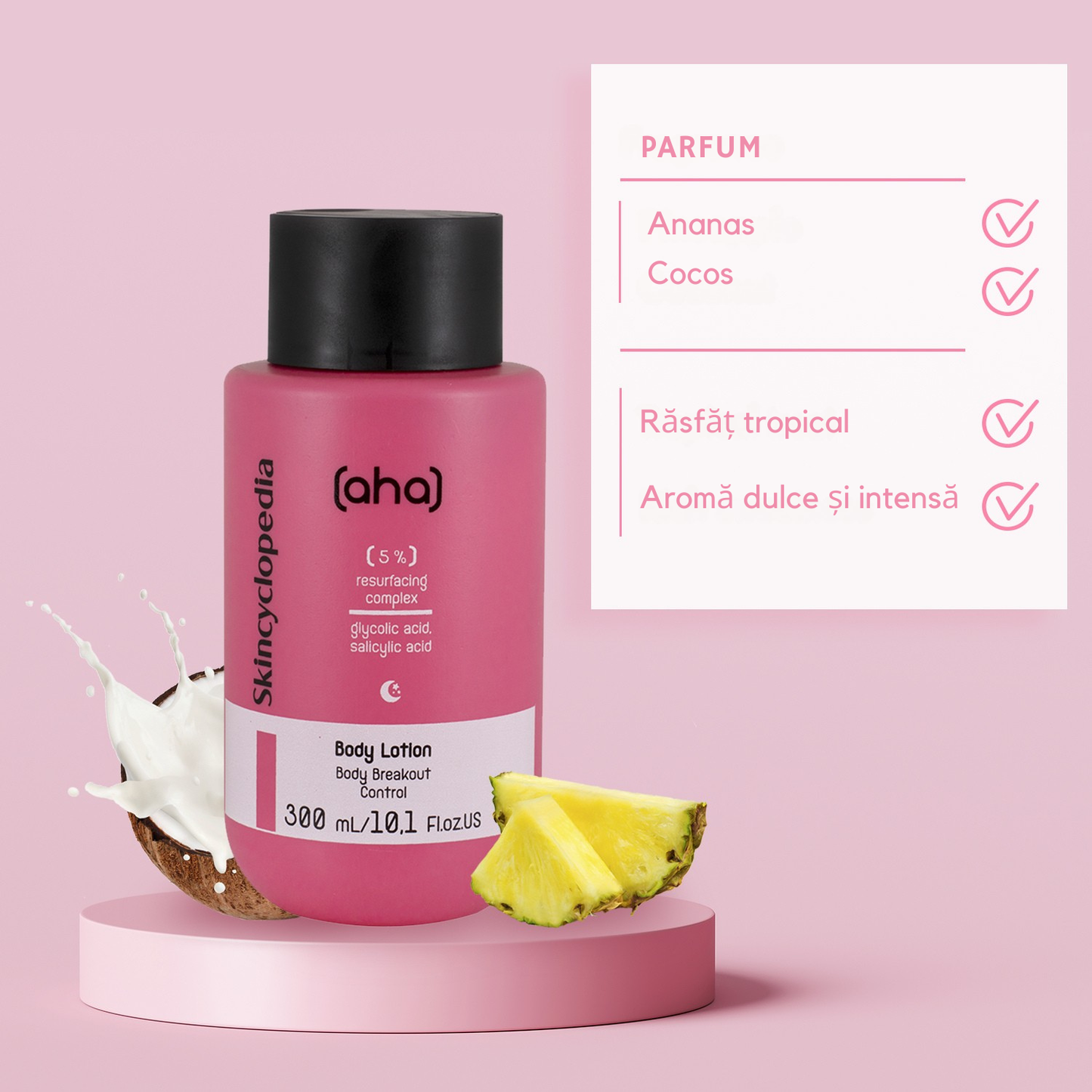 Loțiune de corp exfoliantă cu AHA, BHA și PHA, Skincyclopedia, 300 ml