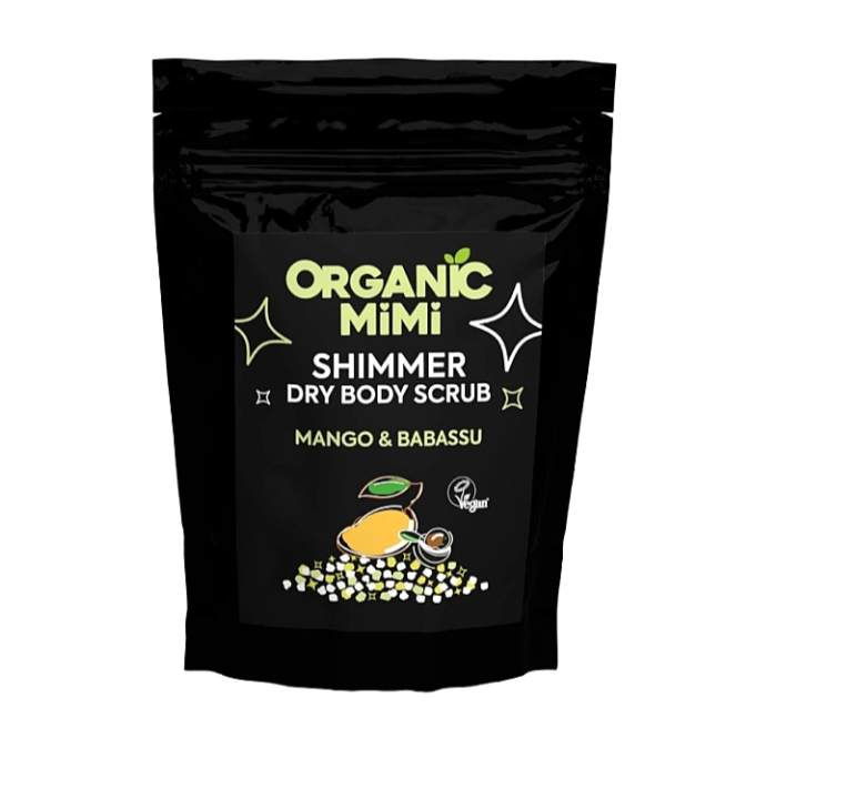 Scrub de corp strălucitor cu mango și babassu, Organic Mimi, 150 g