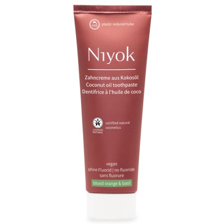 Pastă de dinți cu ulei de cocos, portocală roșie și busuioc, Niyok, 75 ml
