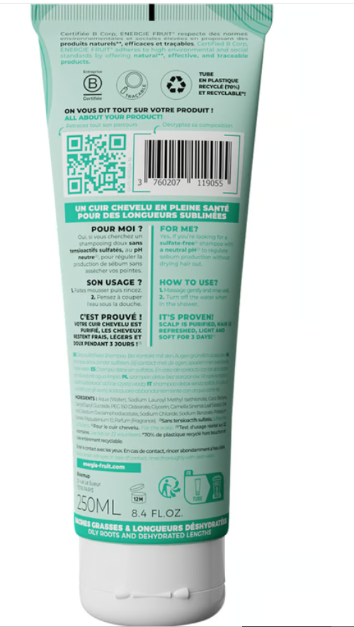 Șampon detoxifiant cu ceai verde și aloe vera, Energie Fruit, 250 ml