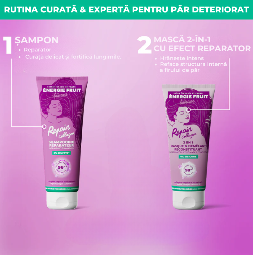 Șampon reparator cu colagen vegetal și vitamina B, Energie Fruit, 250 ml