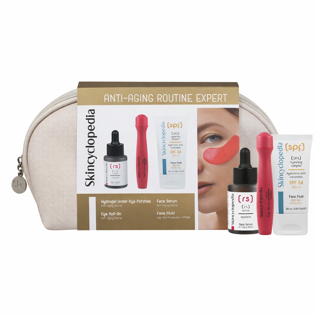 Set îngrijire facială cu retinol și SPF pentru rutină anti-aging, Skincyclopedia, 4 produse