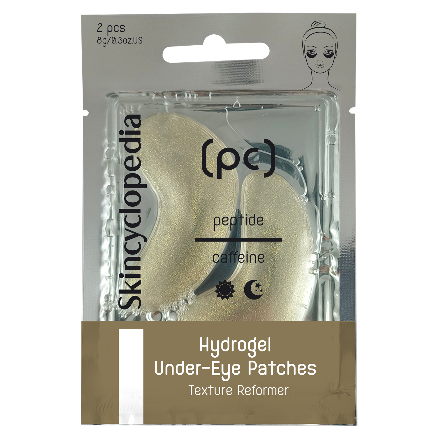 Patch-uri hidrogel pentru ochi cu peptide și cafeină, Skincyclopedia, 2 bucăți