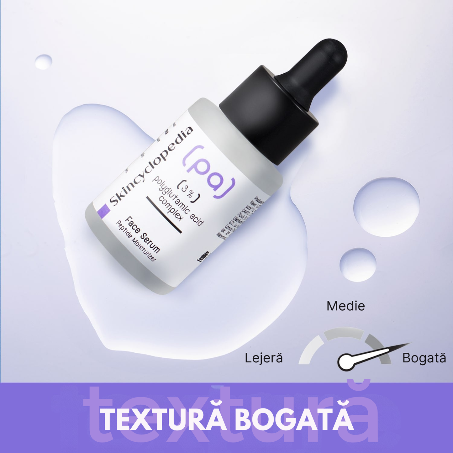 Ser facial hidratant cu 3% acid poliglutamic, Skincyclopedia, 30 ml