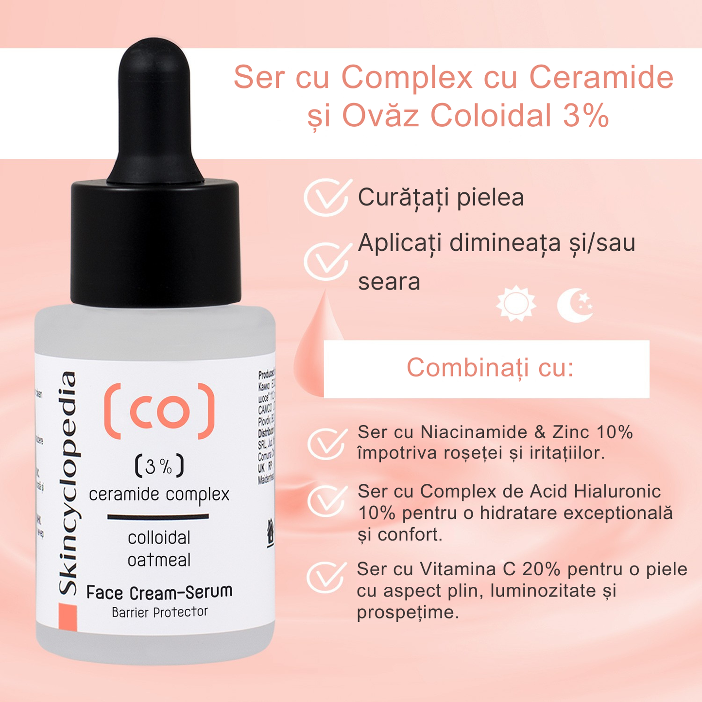 Ser facial pentru bariera cutanată cu ceramide și ovăz coloidal, Skincyclopedia, 30 ml