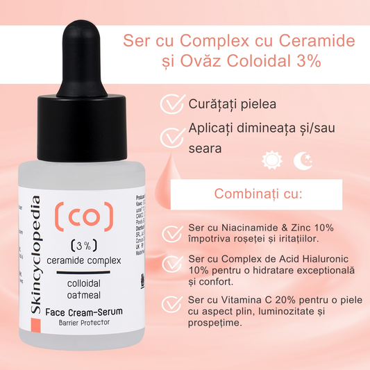 Ser facial pentru bariera cutanată cu ceramide și ovăz coloidal, Skincyclopedia, 30 ml