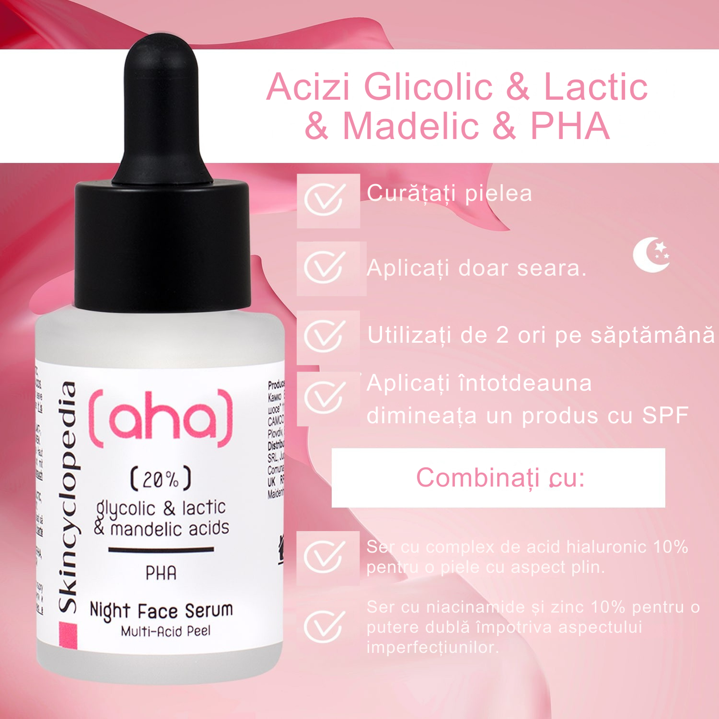Ser exfoliant de noapte cu 20% AHA și PHA, Skincyclopedia, 30 ml