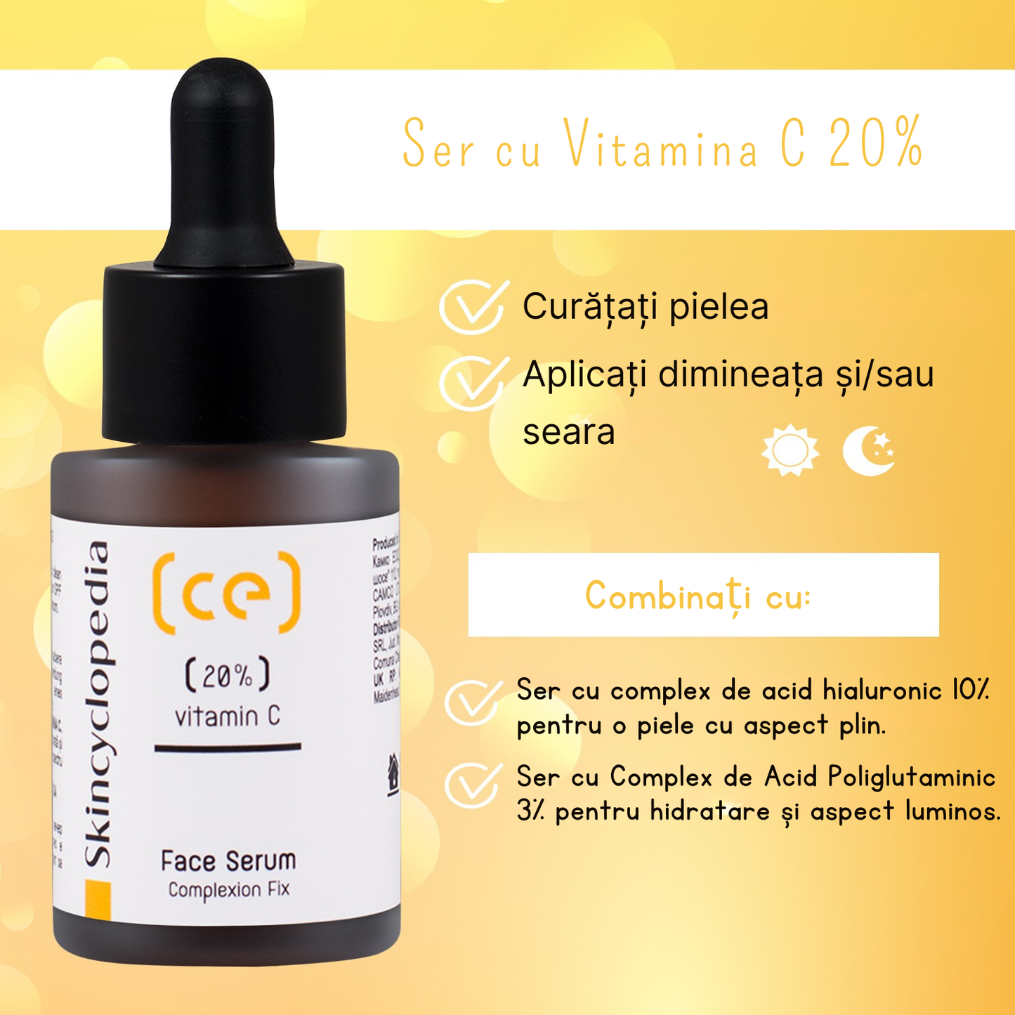 Ser facial cu 20% vitamina C pentru uniformizare, Skincyclopedia, 30 ml