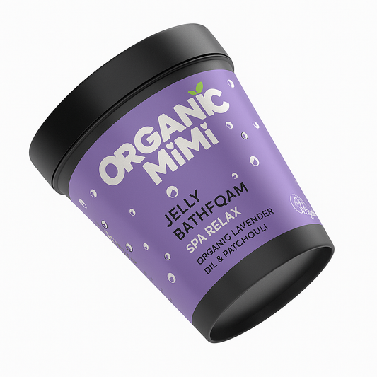 Spumă de baie tip jeleu relaxantă cu lavandă și patchouli, Organic Mimi, 200 ml