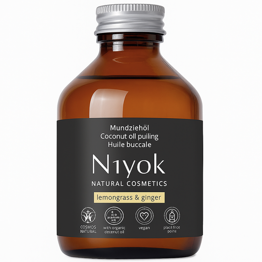 Ulei pentru igiena orală tip oil pulling cu cocos, lemongrass și ghimbir, Niyok, 200 ml