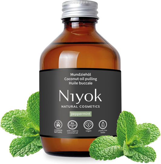 Ulei pentru igiena orală tip oil pulling cu cocos și mentă, Niyok, 200 ml